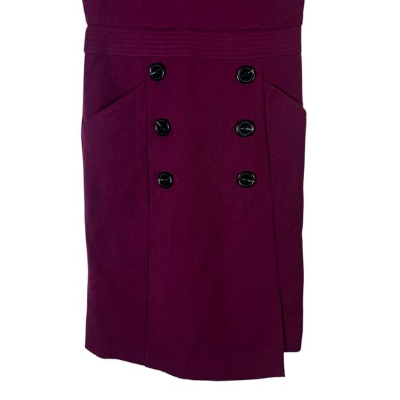 NWT Banana Republic Button Front Sheath Dress Womens 00P Burgundy Career Chic - Picture 4 of 7